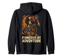 Powered By Adventure Mountain Biking Enthusiast Graphic Zip Hoodie