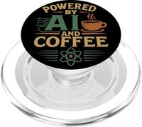 Powered By AI And Coffee Funny Programmer Geek AI Fan User PopSockets PopGrip for MagSafe