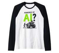 Powered By AI Funny Futuristic Tech Humor Raglan Baseball Tee