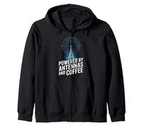 Powered By Antennas And Coffee Radio Operator Zip Hoodie