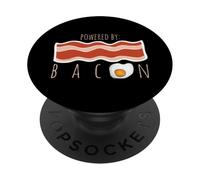 Powered By Bacon Funny Bacon And Egg Foodie Bacon Lover PopSockets Adhesive PopGrip