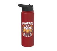 Powered By Beer Enthusiast Brewing Humor Lager Stainless Steel Insulated Water Bottle