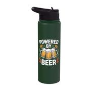 Powered By Beer Enthusiast Brewing Humor Lager Stainless Steel Insulated Water Bottle