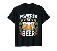 Powered By Beer Enthusiast Brewing Humor Lager Value Graphic T-Shirt, Men, Black, S