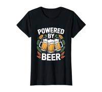 Powered By Beer Enthusiast Brewing Humor Lager Value Graphic T-Shirt, Women, Black, L