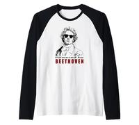 Powered by Beethoven Funny Classical Music Composer Raglan Baseball Tee