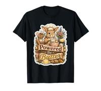 Powered By Butter Bunny Baker Pastry Humor T-Shirt