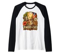 Powered By Cafe Puerto Rican Boricua Pride Raglan Baseball Tee
