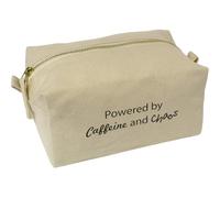 'Powered by Caffeine and Chaos' Canvas Wash Bag/Makeup Case (CS00041528)