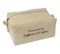 'Powered by Caffeine and Chaos' Canvas Wash Bag/Makeup Case (CS00041529)
