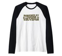 Powered by Caffeine and Chutzpah Funny Jewish Yiddish Hustle Raglan Baseball Tee