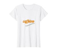 Powered By Caffeine and Good Intentions - Funny Coffee Lover Value Graphic T-Shirt, Women, White, S
