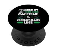 Powered by Caffeine & Command Line | Developer Admin Humor PopSockets Adhesive PopGrip