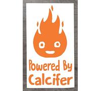 Powered by Calcifer Vinyl Sticker - Fun Decal for Cars & Laptops - HSS681 (Small - 10cm x 6cm, Orange)