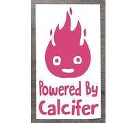 Powered by Calcifer Vinyl Sticker - Fun Decal for Cars & Laptops - HSS683 (Small - 10cm x 6cm, Pink)
