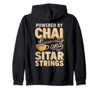 Powered By Chai And Sitar Strings - Sitar Player Zip Hoodie