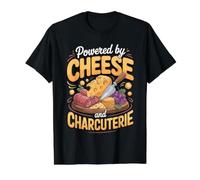 Powered by Cheese and Charcuterie Butcher Board Meat Value Graphic T-Shirt, Men, Black, S