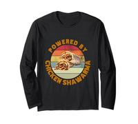 Powered by Chicken Shawarma Retro Foodie Humor Mediterranean Long Sleeve T-Shirt