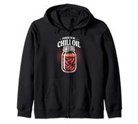 Powered By Chili Oil Kitchen Humor Zip Hoodie
