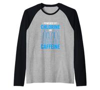 Powered by Chlorine and Caffeine Swim Training Raglan Baseball Tee