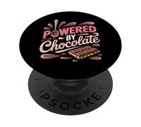 Powered by Chocolate - Chocoholic Sweet Tooth Humor PopSockets Adhesive PopGrip