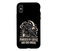 Powered By Coffee And Bad Omens Gothic Raven Art Case for iPhone X/XS