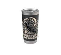 Powered By Coffee and Bad Omens Gothic Raven Art Stainless Steel Insulated Tumbler