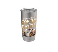 Powered by Coffee and Cattle Farmer Farming Rancher Stainless Steel Insulated Tumbler