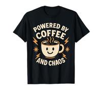 Powered by Coffee and Chaos Funny ADHD Caffeine Lover T-Shirt