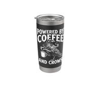 Powered By Coffee and Crows Raven Dark Humor Goth Crow Stainless Steel Insulated Tumbler