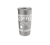 Powered By Coffee and Crows Raven Dark Humor Goth Crow Stainless Steel Insulated Tumbler