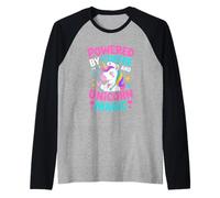 Powered by Coffee and Unicorn Magic Nurse Raglan Baseball Tee