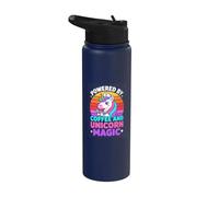 Powered By Coffee and Unicorn Magic Nurse Rainbow Stainless Steel Insulated Water Bottle