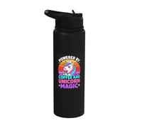 Powered By Coffee and Unicorn Magic Nurse Rainbow Stainless Steel Insulated Water Bottle