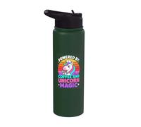 Powered By Coffee and Unicorn Magic Nurse Rainbow Stainless Steel Insulated Water Bottle