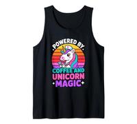 Powered by Coffee and Unicorn Magic Nurse Rainbow Tank Top