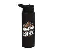 Powered By Coffee Bold Coffee Beans Caffeine Energy Stainless Steel Insulated Water Bottle