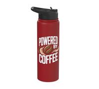 Powered By Coffee Caffeine Addict Morning Fuel Stainless Steel Insulated Water Bottle