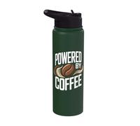 Powered By Coffee Caffeine Addict Morning Fuel Stainless Steel Insulated Water Bottle