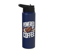 Powered By Coffee Caffeine Addict Morning Fuel Stainless Steel Insulated Water Bottle