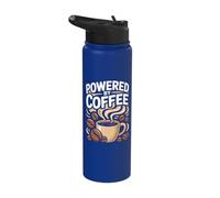 Powered By Coffee Caffeine Lover Espresso Beans Morning Cup Stainless Steel Insulated Water Bottle