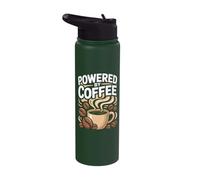 Powered By Coffee Caffeine Lover Espresso Beans Morning Cup Stainless Steel Insulated Water Bottle