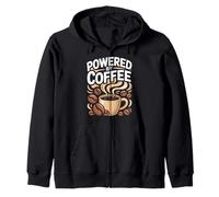 Powered By Coffee Caffeine Lover Espresso Beans Morning Cup Zip Hoodie