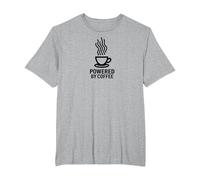 Powered by Coffee - Caffeine Lover's Minimalist T-Shirt, Men's Big and Tall, Heather Grey, 2X Tall