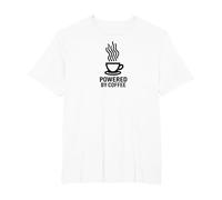 Powered by Coffee - Caffeine Lover's Minimalist T-Shirt, Men's Big and Tall, White, 5X Tall