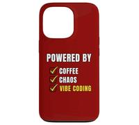 Powered By Coffee Chaos and Vibe Coding Funny Tech Humor Case for iPhone 13 Pro