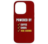 Powered By Coffee Chaos and Vibe Coding Funny Tech Humor Case for iPhone 14 Pro