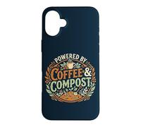 Powered By Coffee & Compost Funny Gardener Case for iPhone 16 Plus