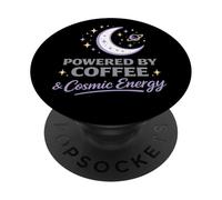 Powered By Coffee Cosmic Energy Astrology Moon Women PopSockets Adhesive PopGrip