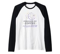 Powered By Coffee Cosmic Energy Astrology Moon Women Raglan Baseball Tee